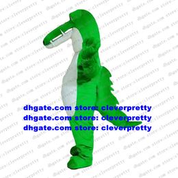 Groene krokodil alligator mascotte kostuum volwassen stripfiguur outfitpak geef folders circularis circularaliseren flyer zx639