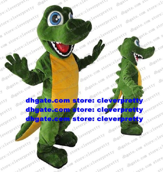 Crocodile vert alligator mascotte Costume adulte personnage de dessin animé tenue Costume publicité et publicité Photo de groupe zx1495