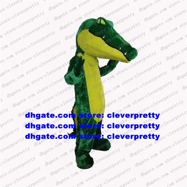 Costume de mascotte d'alligator Crocodile vert, personnage de dessin animé pour adulte, professionnel, Performance technique sur scène, zx1257