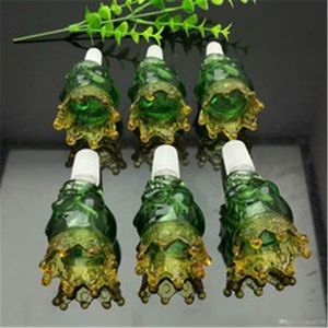 Tête de verre de couronne verte bong en verre conduite d'eau broyeur à ongles en titane, barboteurs en verre pour fumer des couleurs de mélange de tuyaux