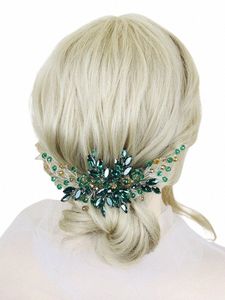 Peigne à cheveux de mariée en cristal vert, bijoux de tête de mariage, accessoires de cheveux de mariée pour femmes et filles, décoration de demoiselle d'honneur, cadeaux N95S #
