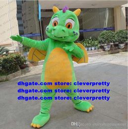 Green Dragon Flying Dragon Dinosaur Dino Mascot Costume Adulte Cartoon Personnage Bienvenue Dîner Tourist destination ZX2917