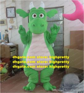 Dragon vert avec ailes dinosaur dino mascotte costume adulte dessin animé personnage de personnage méga-événement rassemblement zz7866