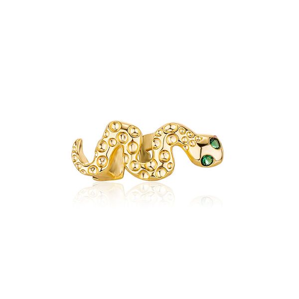 Snake de diamantes de ojos verdes dientes de oro personalizados Hip Hop Gold bucal Joyería