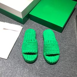 Groene mode handdoek gezicht dames waterdicht platform slippers rubberen buitenzool zacht en comfortabel formaat 35-39