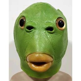 Masque tête de poisson vert Halloween animal émail sirène poisson étrange