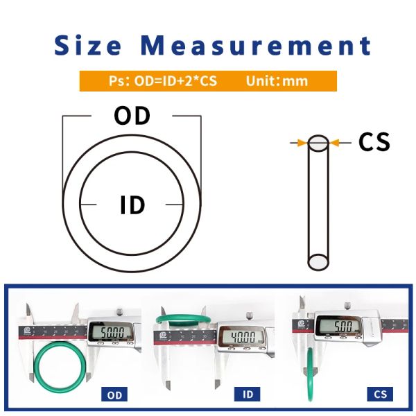 Green FKM Rubber FluororBber Joints Joints Joints CS5MM OD52 / 55/58/60/62/65/68/70/75/80 * Joint de joint d'anneau 5 mm Fuel Scellant Rondelle
