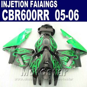 Groene vlammenkostendelen! Spuitgieten voor HONDA CBR 600 RR FACKING 2005 2006 CBR600RR 05 06 CBR 600RR Custom Fairing CDI8