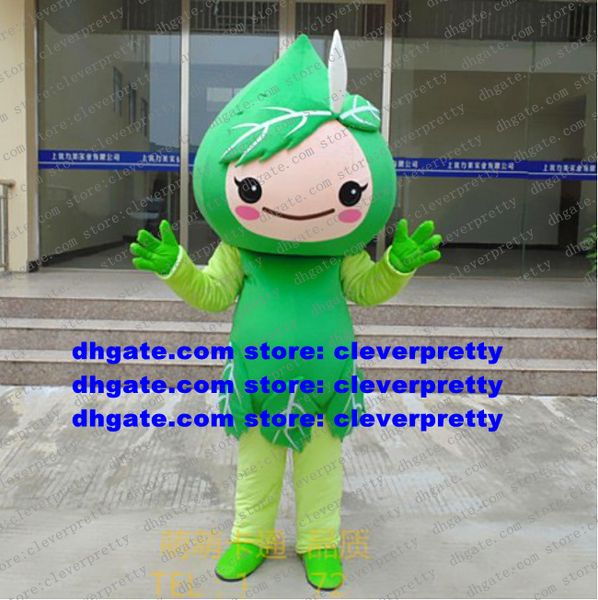 Fleur verte pêche Prunus mascotte Costume adulte personnage de dessin animé tenue Costume dîner de bienvenue campagne promotionnelle zx2901