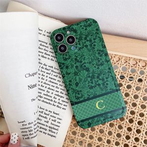 Green Forest Luxury Designer Phone Case Classic Letter Fashion Brand Fundas para teléfonos a prueba de golpes de alta calidad para iPhone 14 12 13 Pro Max 7 8 Plus fw