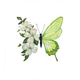 Green Fresh Butterfly Flower étanche et durable Femelle Butterfly Love Flower Tattoo Sticker 240523