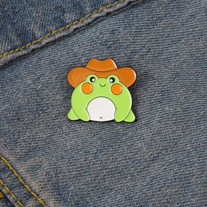 Groene Kikker Emaille Pin Mooie Dieren Broche Metalen Badges Custom Vrouwen Kids Gift Revers Kleding Tas Hoed Sieraden Vrienden Groothandel