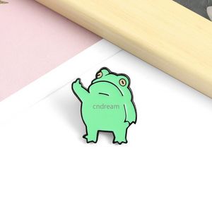 Groene kikker omhoog vinger broche pins cartoon emaille revers pin voor vrouwen mannen Top jurk Cosice mode-sieraden Will en Sandy