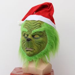 Green Fur Monster Mask Yule Monster Jergrinch Head Costume Christmas Cosplay Party Live Accessoires