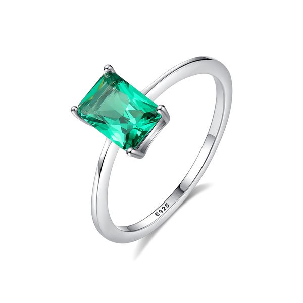 Retro Emerald Ring S925 Sterling Silver Emerald Zircon Brand Luxury Ring européen et American Hot Fashion Femmes Hentes haut de gamme Bijoux de la Saint-Valentin Gift Spc