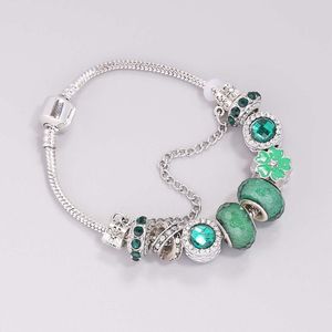 Bracelet en perles de verre vert pour femmes, fleur, bijoux de famille, DIY, B299