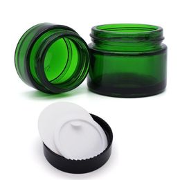 Groene Glazen Pot Cosmetische Lippenbalsem Crème Potten Ronde Glazen Reageerbuis Met Binnenste Pp Liners 20G 30G 50G Cosmetische Pot Mjvlr