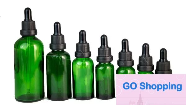 Bouteilles de pipette de réactif liquide en verre vert Compte-gouttes pour les yeux Aromathérapie 5 ml-100 ml Huiles essentielles Bouteilles de parfums DHL gratuit