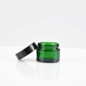 pot de crème pour le corps cosmétique de luxe en verre vert emballage 20 ml 30 ml 50 ml avec couvercle à vis noir