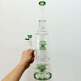 Reciclador de agua de vidrio verde Cachimbas gigantes de Bong con percoladores de medusas Plataformas de dab de aceite de base redonda para fumar