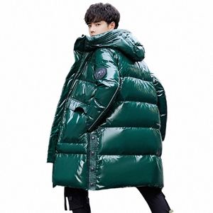 Vert Brillant Down Veste Lâche Mens Lg Beau Tendance Manteau Épaissi Homme 2021New Blanc Canard Vers Le Bas Manteau À Capuche Hommes Vêtements w1XO #