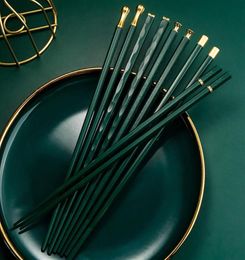 Green Gold huishouden Japanse mode niet -slip hightemperatuur legering chopsticks familie één paar eetstokje per persona386230225