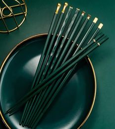 Green Gold huishouden Japanse mode niet -slip hightemperature legering chopsticks familie één paar eetstokje per persona045166727