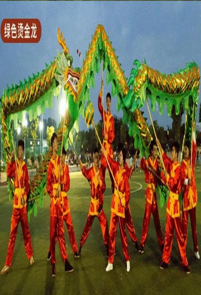 Costume de mascotte de danse de dragon doré vert taille 6 55 m 6 joueurs enfant enfants jeu folklorique fête école à la maison Ornamen art stage spécial7964774