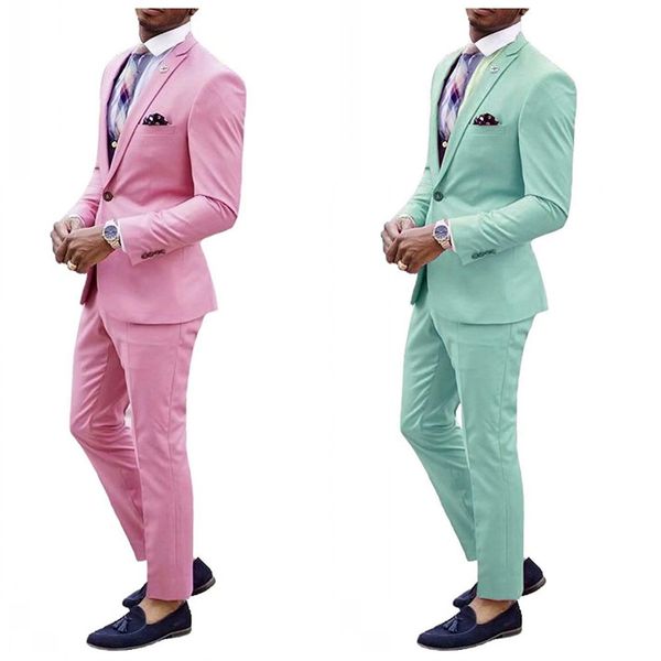 Esmoquin de novio verde 2019, traje de padrino de boda hecho a medida con ventilación trasera, el mejor traje de hombre, trajes de boda en la playa, novio (chaqueta + pantalones + corbata)