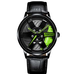 Mains vertes conception unique montre à quartz 40MM diamètre roue style hommes montres garçons étudiant locomotive créative montres-bracelets307N