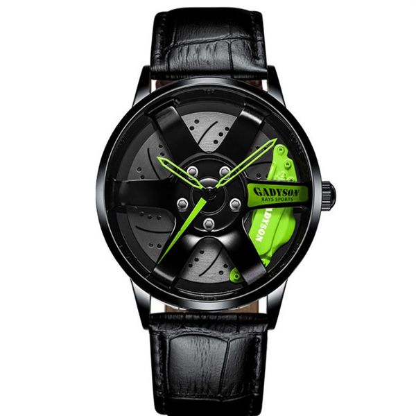 Green Hands Diseño único Reloj de cuarzo 40MM Diámetro Estilo de rueda Relojes para hombre Niños Estudiante Locomotora Creative Wristwatches205f