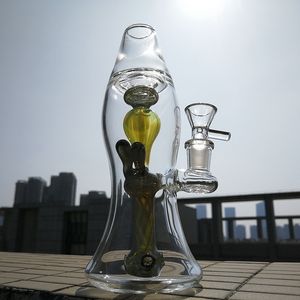 Vert Heady Water Glass Unique Bong Lava lamp Perc 14mm Femelle Joint Oil Dab Rigs Conduites D'eau Avec Bol