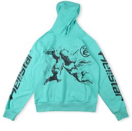 Sudadera con capucha deportiva de gran tamaño para hombre y mujer, ropa de calle verde, Hip Hop, 1