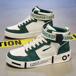 Zapatillas altas verdes para hombre, zapatos planos antideslizantes para monopatín, con estampado de letras, tamaño deportivo Original 3144 240223