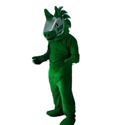 Cheval vert grand court en peluche dessin animé Performance mascotte marche marionnette Costume d'animal Costume de fête taille de fête de noël