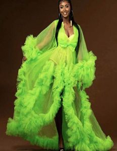 Green Illusion Maternity Tulle Po Shoot Robe Femme enceinte Femme à manches longues Roux de robe de fête d'anniversaire de fête nuptiale8039771