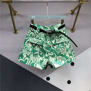 Groene onregelmatige geprinte denim shorts voor dames zomerjurken nieuwe veelzijdige hoog taille afslanke a-line brede been hot pants