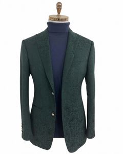 Groene Jacquard Bruiloft Heren Pak Blazer Sets Slim Fit 2 Stuks Custome Grote Homme Tuxedo Gentleman Elegante Dr Jas + broek E6i5 #
