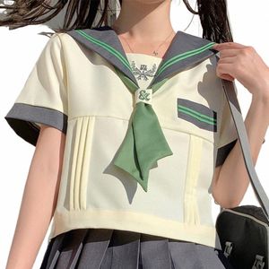 Vert JK Uniformes Corée du Sud Fournitures scolaires Kawaii Costume de marin Femmes Seifuku Lycéenne Étudiante Filles japonaises Jupe plissée B6Qo #