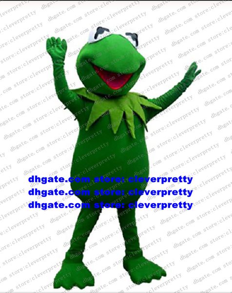 Disfraz de Mascota de rana Kermit verde, traje de personaje de dibujos animados para adultos, traje para saludar a los invitados, sesión informativa de prensa de rutina CX4039