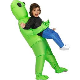 Green Kids Adult Alien Alien Costume Anime Costumes robes Mascot Halloween Party Cosplames Costumes pour l'homme Woman Boys Filles Ballons de fête