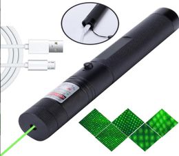 Bolígrafo puntero láser verde astronomía 532nm potente juguete para gatos Enfoque Ajustable batería 18650 cargador USB universal 8135135