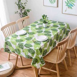 Groene blad tafel cover linnen eet doek rechthoekige doeken voor party decoracion home decor 210626
