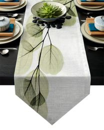 Ramas de hojas verdes Runner de mesa moderna simple para fiesta de bodas Cake Floral Take Floral Tablecloth Home Decoration 240428