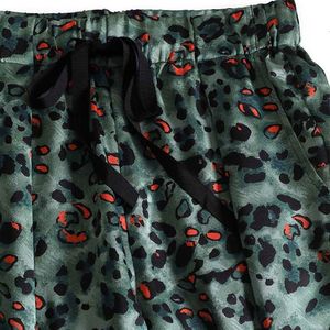 Vert imprimé léopard teinture drapé large jambe pantalons pour femmes printemps vintage mode coréenne taille haute pantalons décontractés pour femmes L220816
