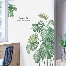 Green Life Nordic Style Tortue Feuille Plantes Sticker Mural pour Salon Réfrigérateur Porte Décoration Murale Chambre Décor Mur Art T200601