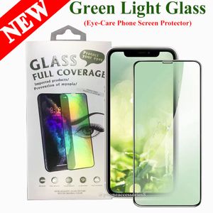 Groen Licht Oog Bescherm Eyecare Phone Glass Protector voor iPhone 12 PRO MAX 11 XR X XS MAX 8 7 6 Schermbeschermer met doos