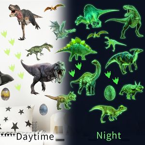 Autocollants muraux de dinosaures lumineux à lumière verte, décoration de chambre d'enfants, de chambre à coucher, d'animaux fluorescents, brille dans le noir, 220607