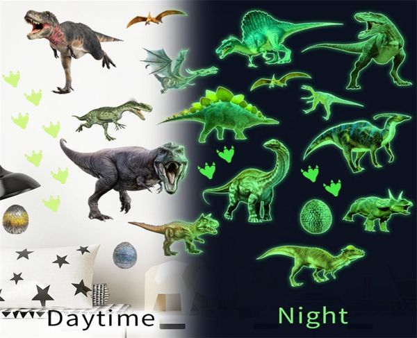 Pegatinas de pared de dinosaurio luminoso con luz verde, decoración para el hogar, dormitorio, habitación de niños, calcomanías fluorescentes de animales, pegatina que brilla en la oscuridad 21420729