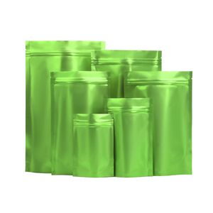Pochette d'emballage à fermeture éclair verte mate debout sacs multi-tailles emballage cadeau pochettes de stockage de thé de café avec joint à glissière